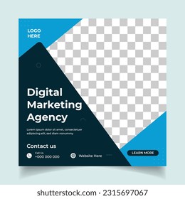 Digital marketing social media post, Business promotion social media banner template design, Editable square flyer design template