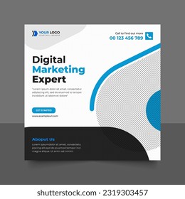 Digital Marketing Social Media Post Template, Digital marketing agency, Square Flyer Template, Digital Business Marketing Social