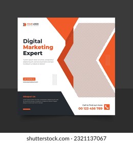 Digital Marketing Social Media Post Template, Digital marketing agency, Square Flyer Template, Digital Business Marketing Social Media Banner, Vector graphic ad template.