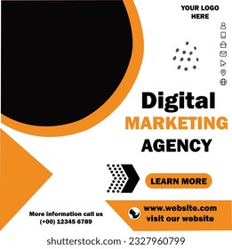 Digital Marketing Social Media Post Template, Digital Business Marketing Social Media Banner, Vector graphic ad template.