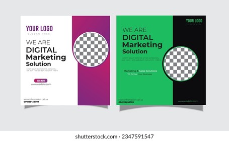 Digital Marketing Social Media Post Template, Digital marketing agency, Square Flyer Template, Editable web Banner Post Template.
