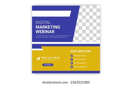 Digital marketing social media post design. Social media post banner design. webinar template design. Marketing post template.