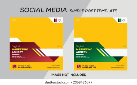 Digital Marketing Social Media Post Template, Digital marketing agency, Square Flyer Template, Editable web Banner Post Template.