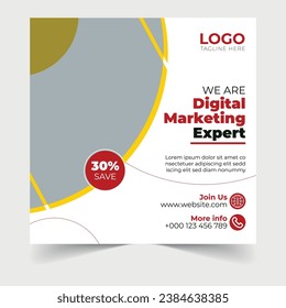 Digital Marketing Social Media Post banner Template, Digital marketing agency post banner, Digital marketing expert social media post banner. Digital Business Marketing Social Media post Banner.