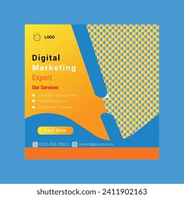 Digital Marketing Social Media Post banner Template, social media post banner design template. business marketing post. Digital marketing agency post banner, Digital marketing expert banner.