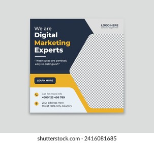 Digital Marketing Social Media Post banner Template. Social media template business agency for digital marketing and business sale promo. Digital marketing expert banner.