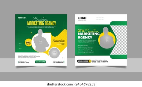 Digital Marketing Social Media Post Template, Online Live Webinar, Business Conference, Guest Speaker Web Banner Square Flyer Design Set.