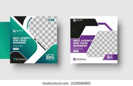 Digital Marketing Social media post banner and Instagram post template, Best Agency For Your Business square web banner design template
