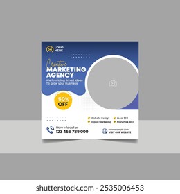 Digital Marketing Social Media Post Template, Online Live Webinar, Business Conference, Guest Speaker Web Banner Square Flyer Design Set.