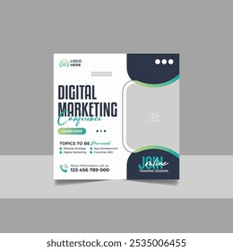 Digital Marketing Social Media Post Template, Online Live Webinar, Business Conference, Guest Speaker Web Banner Square Flyer Design Set.