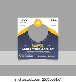 Digital Marketing Social Media Post Template, Online Live Webinar, Business Conference, Guest Speaker Web Banner Square Flyer Design Set.