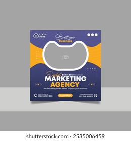 Digital Marketing Social Media Post Template, Online Live Webinar, Business Conference, Guest Speaker Web Banner Square Flyer Design Set.