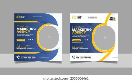 Digital Marketing Social Media Post Template, Online Live Webinar, Business Conference, Guest Speaker Web Banner Square Flyer Design Set.