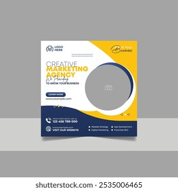 Digital Marketing Social Media Post Template, Online Live Webinar, Business Conference, Guest Speaker Web Banner Square Flyer Design Set.