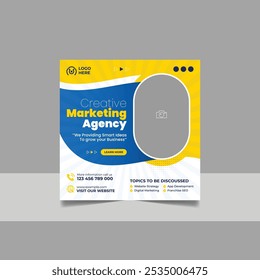 Digital Marketing Social Media Post Template, Online Live Webinar, Business Conference, Guest Speaker Web Banner Square Flyer Design Set.