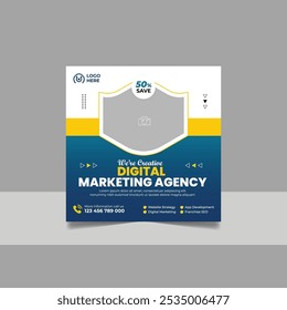 Digital Marketing Social Media Post Template, Online Live Webinar, Business Conference, Guest Speaker Web Banner Square Flyer Design Set.