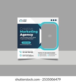 Digital Marketing Social Media Post Template, Online Live Webinar, Business Conference, Guest Speaker Web Banner Square Flyer Design Set.