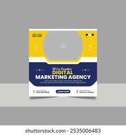 Digital Marketing Social Media Post Template, Online Live Webinar, Business Conference, Guest Speaker Web Banner Square Flyer Design Set.