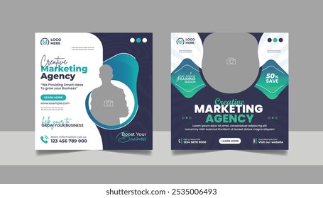 Digital Marketing Social Media Post Template, Online Live Webinar, Business Conference, Guest Speaker Web Banner Square Flyer Design Set.