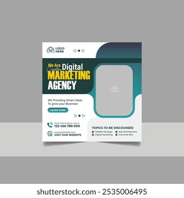 Digital Marketing Social Media Post Template, Online Live Webinar, Business Conference, Guest Speaker Web Banner Square Flyer Design Set.