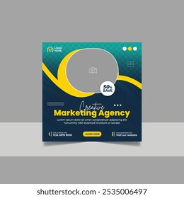 Digital Marketing Social Media Post Template, Online Live Webinar, Business Conference, Guest Speaker Web Banner Square Flyer Design Set.