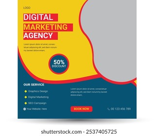 Digital Marketing social media post banner design template, business marketing post, Digital marketing agency post banner, Digital marketing expert banner.