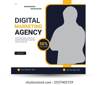 Digital Marketing social media post banner design template, business marketing post, Digital marketing agency post banner, Digital marketing expert banner.