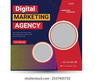 Digital Marketing social media post banner design template, business marketing post, Digital marketing agency post banner, Digital marketing expert banner.