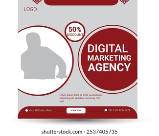 Digital Marketing social media post banner design template, business marketing post, Digital marketing agency post banner, Digital marketing expert banner.