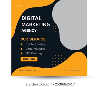 Digital Marketing social media post banner design template, business marketing post, Digital marketing agency post banner, Digital marketing expert banner.

