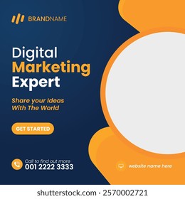 Digital marketing social media post template, corporate business social media post template, instagram feed post, linkedin feed social media poster