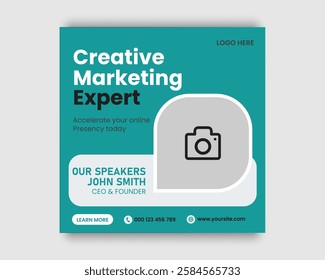 Digital Marketing Social Media Post Template, Digital marketing agency, Square Flyer Template, Editable web Banner Post Template. Business Marketing Agency social media post. 