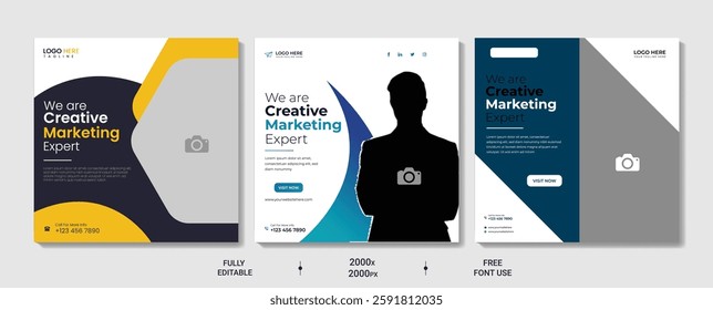 Digital Marketing Social Media Post banner Template, social media post banner design template. business marketing post. Digital marketing agency post banner, Digital marketing expert banner.