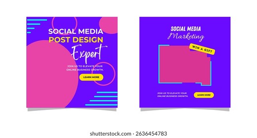 Digital Marketing Social Media Post Template set, Digital marketing agency, Square Flyer Template, Editable web Banner Post Template
