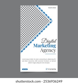 Webinar de negócios de história de mídia social de marketing digital para post de mídia social, post de negócios ou histórias design geométrico de forma de modelo de banner para elementos abstratos atrativos espaço de fundo de postagem