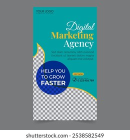 Digital marketing social media story business webinar for social media post, business post or stories banner template geometric shape design for attractive abstract elements post background space