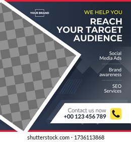 Digital marketing social media template with photo placeholder