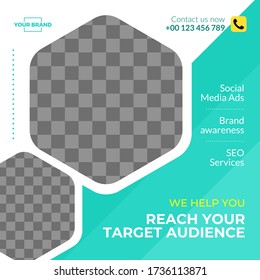 Digital marketing social media template with photo placeholder