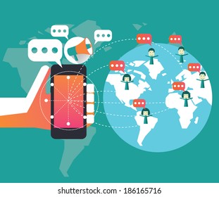Digital marketing and social network concept. flat design element. Vector illustration