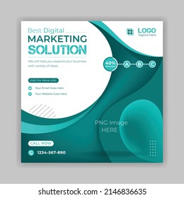 Digital marketing solution social media post design template with white background for any corporate office and business