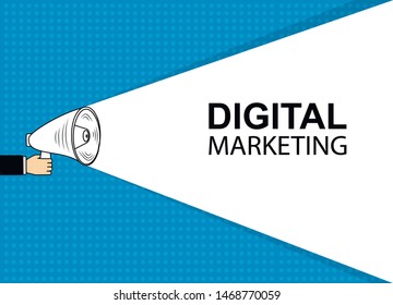 Digital marketing speech bubble.Marketing design badges with loudspeaker. Advertising concept.