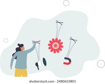 Digital marketing strategies and influence tactics.Promotion and advertisement strategy to attract customers.flat illustration.