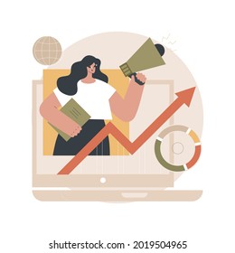 Digital marketing strategy abstract concept vector illustration. Brand insight, social media content campaign, measurement tools, achieve company goals, online marketing channels abstract metaphor.