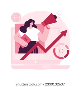 Digital marketing strategy abstract concept vector illustration. Brand insight, social media content campaign, measurement tools, achieve company goals, online marketing channels abstract metaphor.