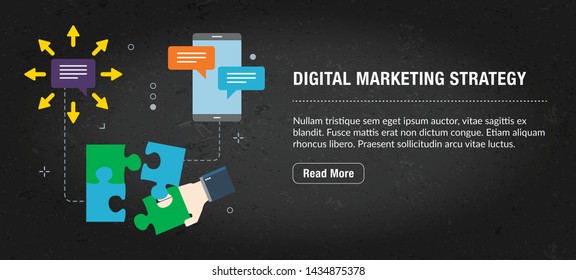 Digital marketing strategy, banner internet with icons in vector. Web banner template for website, banner internet for mobile design and social media app.Business and communication layout with icons.