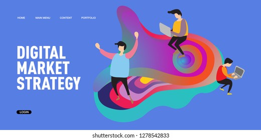 Digital Marketing Strategy Banner Vector Illustration and Design Tempate for Landing Page