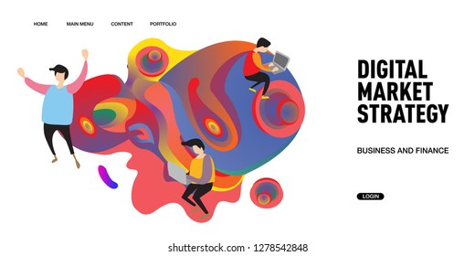 Digital Marketing Strategy Banner Vector Illustration and Design Tempate for Landing Page