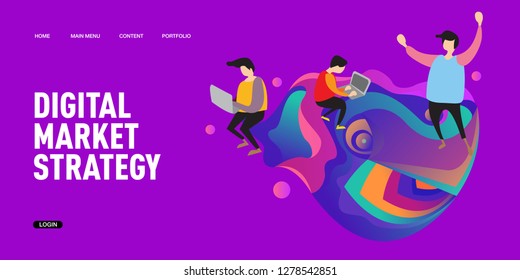 Digital Marketing Strategy Banner Vector Illustration and Design Tempate for Landing Page