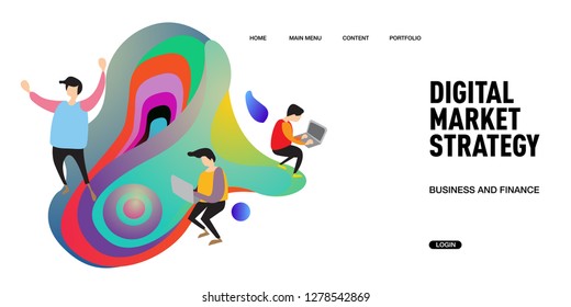 Digital Marketing Strategy Banner Vector Illustration and Design Tempate for Landing Page