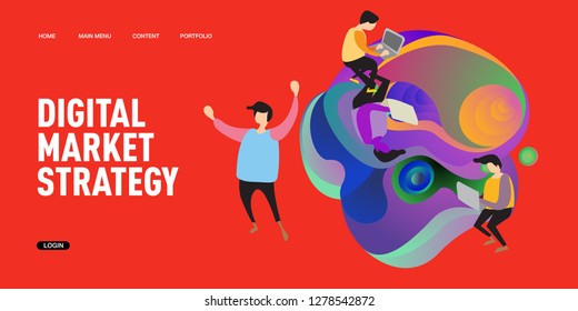 Digital Marketing Strategy Banner Vector Illustration and Design Tempate for Landing Page